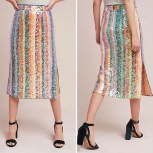 Anthropologie Maeve Sequin Paillette Pencil Skirt